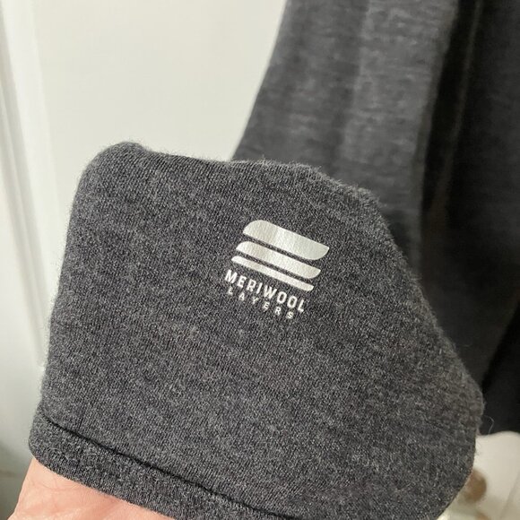 Meriwool Base Layer Sweater Mens XL Gray Outdoor Gorpcore Merino Wool Knit - Picture 6 of 10